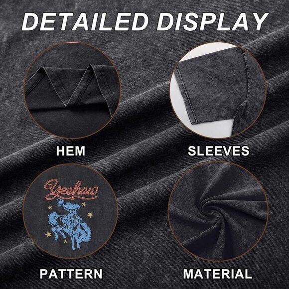 Western Shirts for Women Vintage Cowgirl Shirt Oversized Rodeo Cowboy Graphic Te - Picture 6 of 6